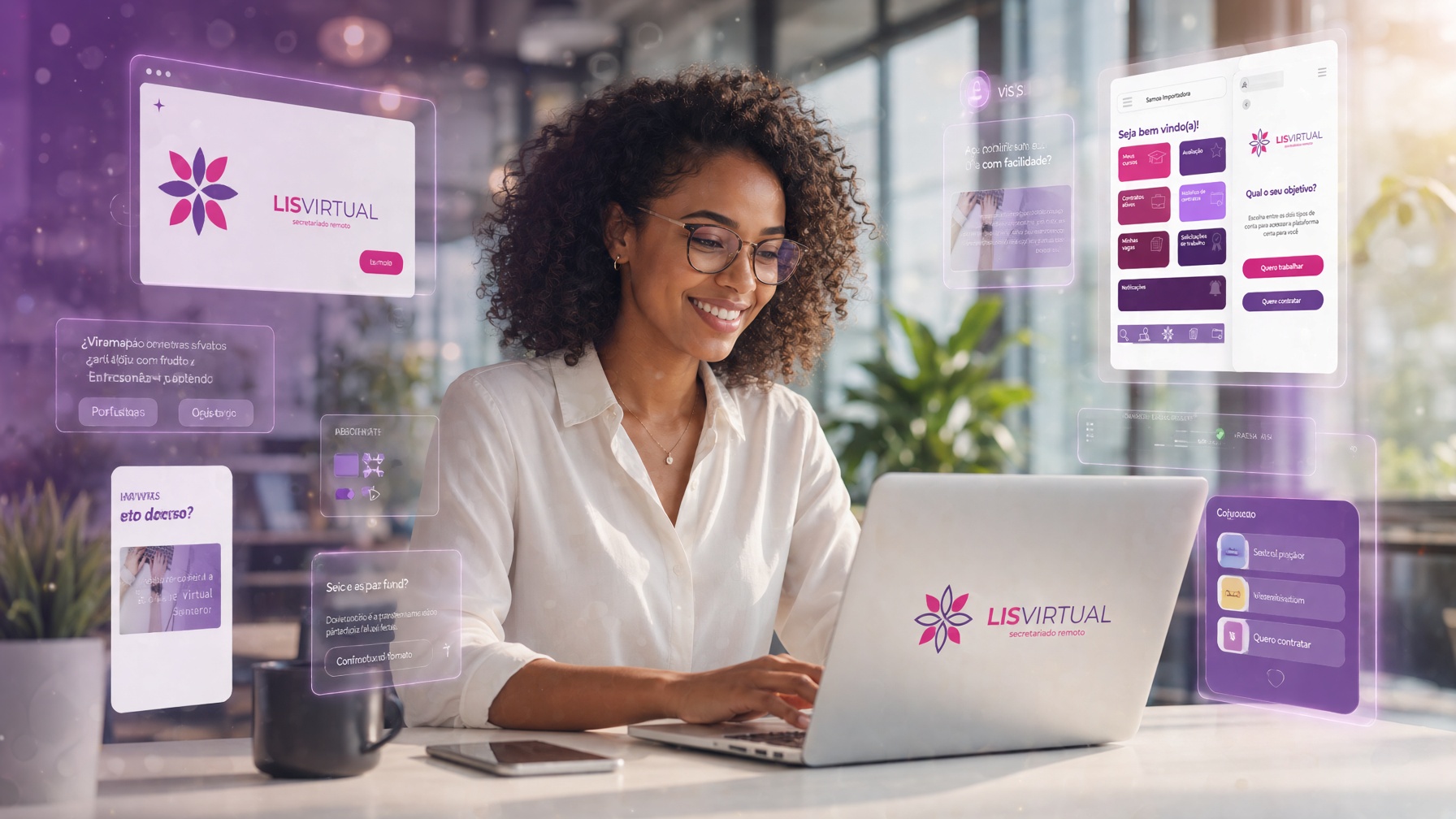 Profissional usando a plataforma Lis Virtual